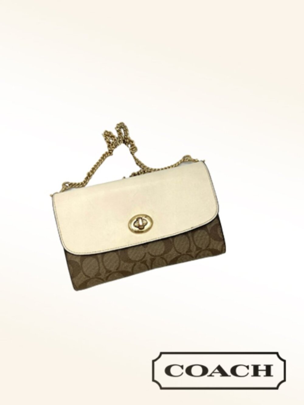 Coach Chain Crossbody Bag – Signature Canvas & Leather with Turnlock (F24280)
